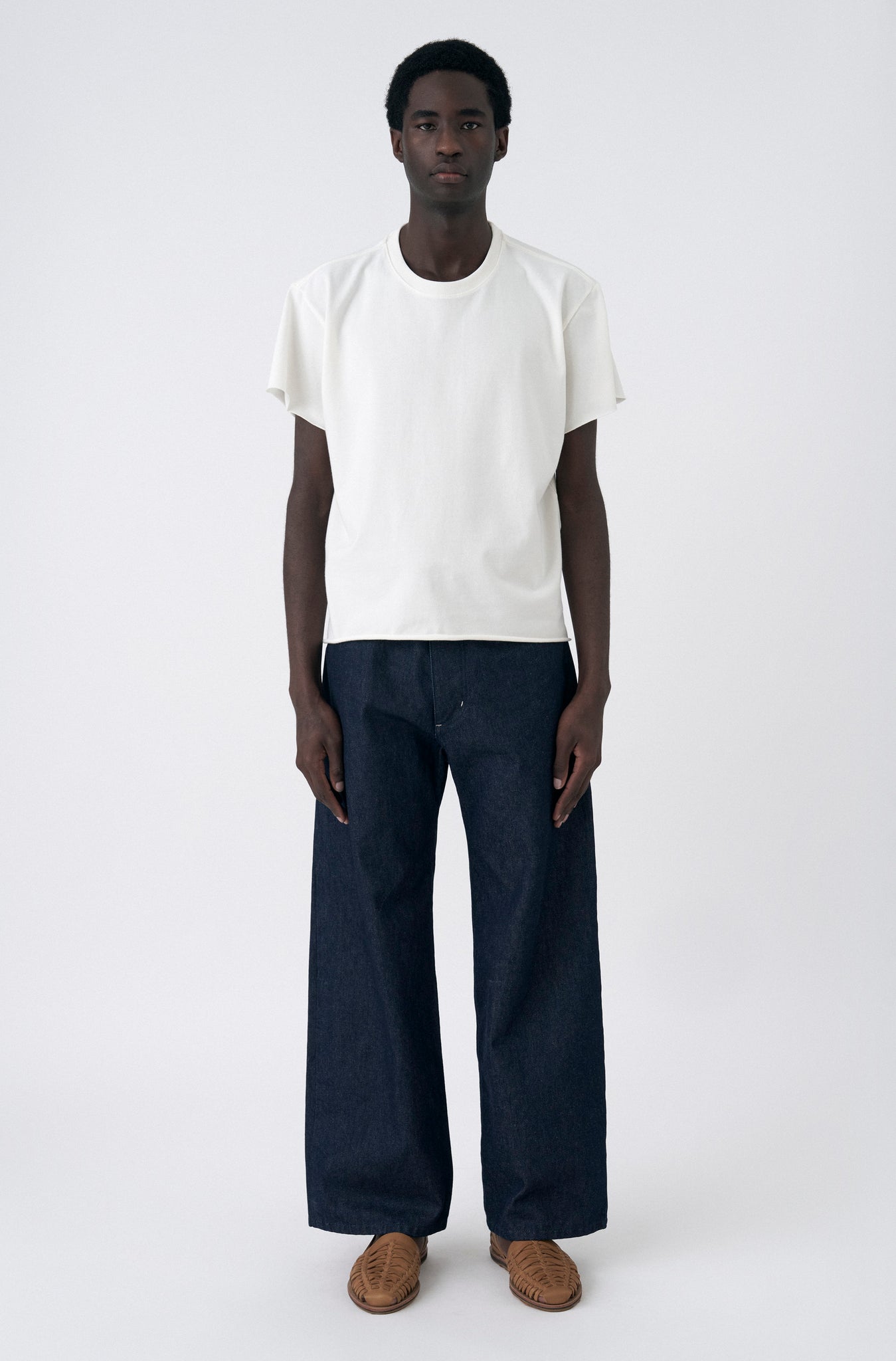 Camiseta Boxy Regular Corte a Fio Off-White